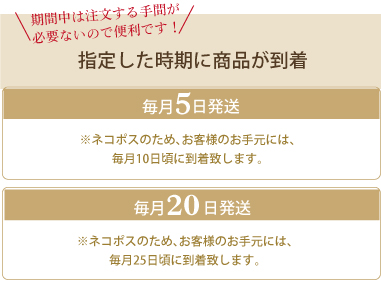 指定した時期に商品が到着